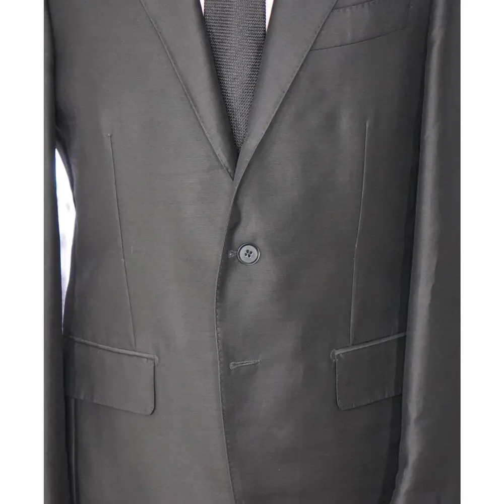 $1,495 EIDOS By ISAIA - Black PURE SILK Blazer - 40R